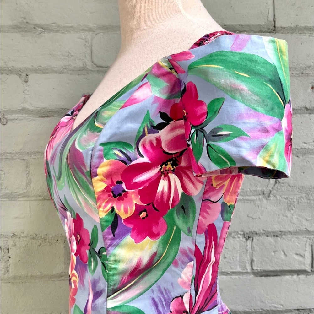 Floral Off The Shoulder Basque Waist Midi Party Dress - Picture 5 of 9